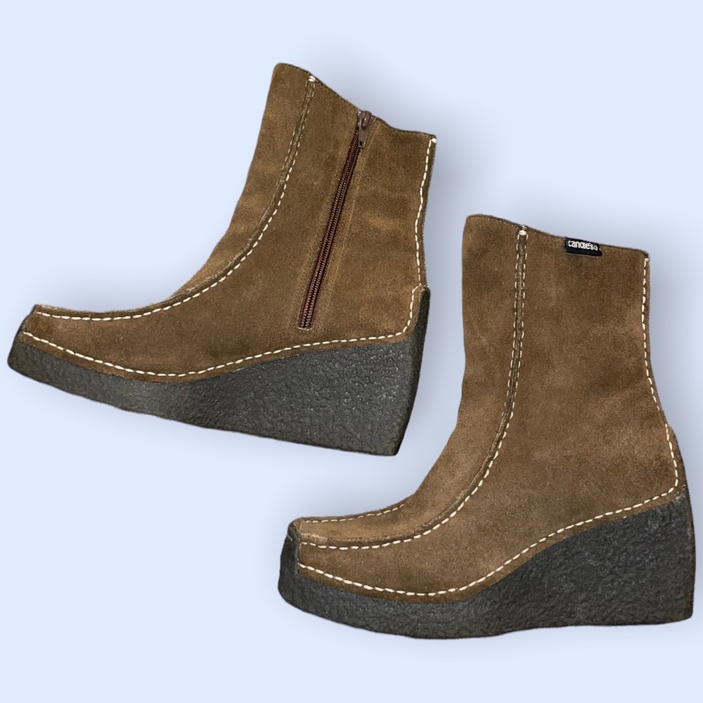 Candies Vintage Y2k Wedge Leather Boots